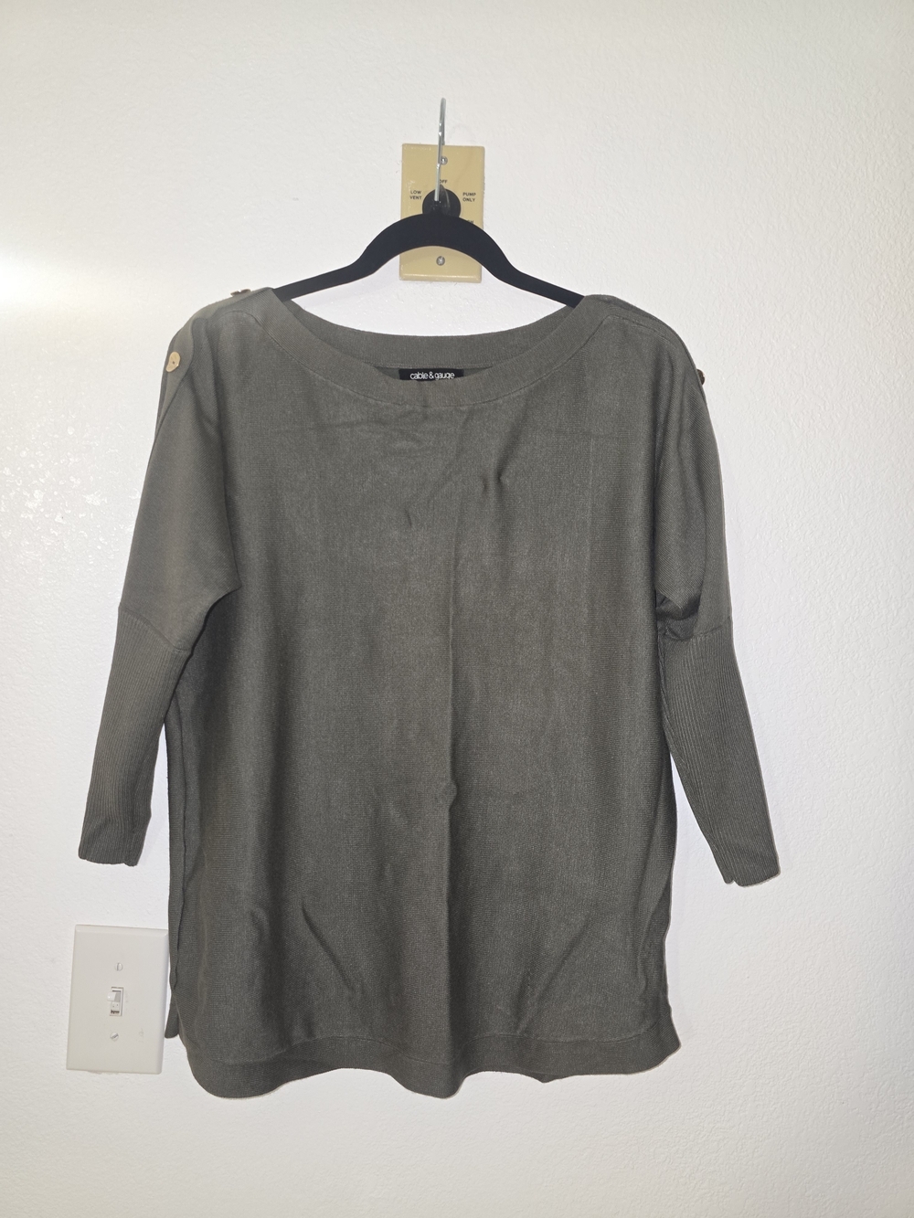Cable & Gauge Olive Green Boatneck Knit Top